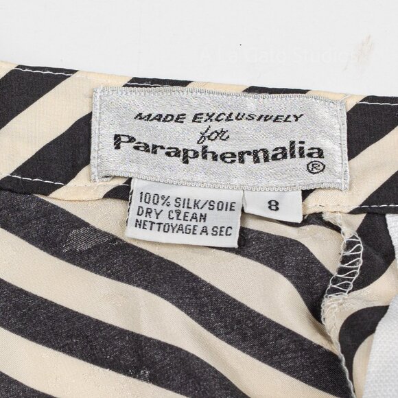 Paraphernalia Brand Vintage Black Cream Jacquard Silk Chevron Striped Skirt - Picture 4 of 7